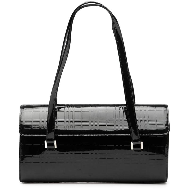 Burberry Schultertasche House Check Embossed Patent Shoulder Bag schwarz