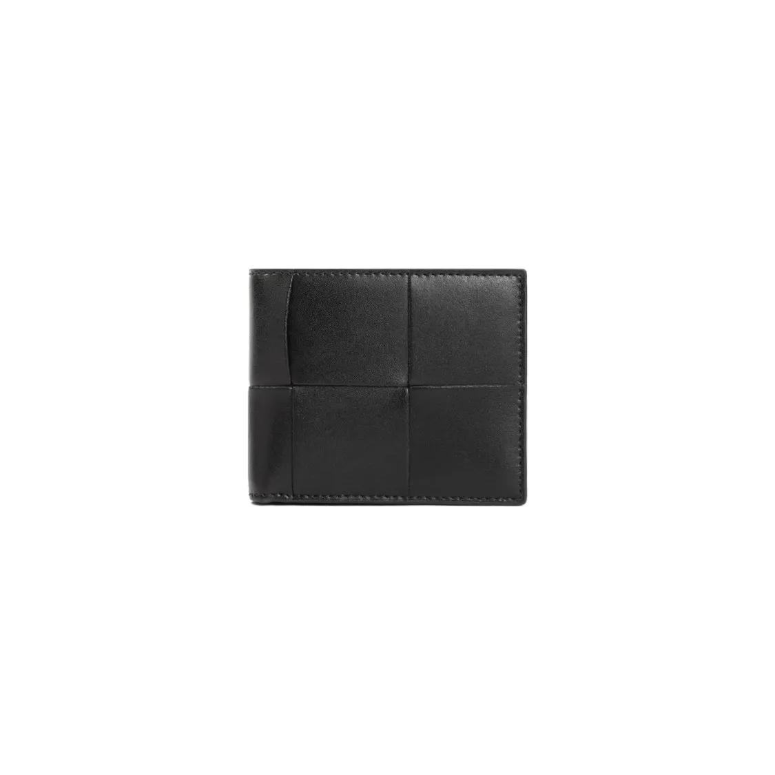 Bottega Veneta Portemonnaies - Cassette Bifold Black Silver Calf Leather Wallet - Gr. unisize - in Schwarz - für Damen