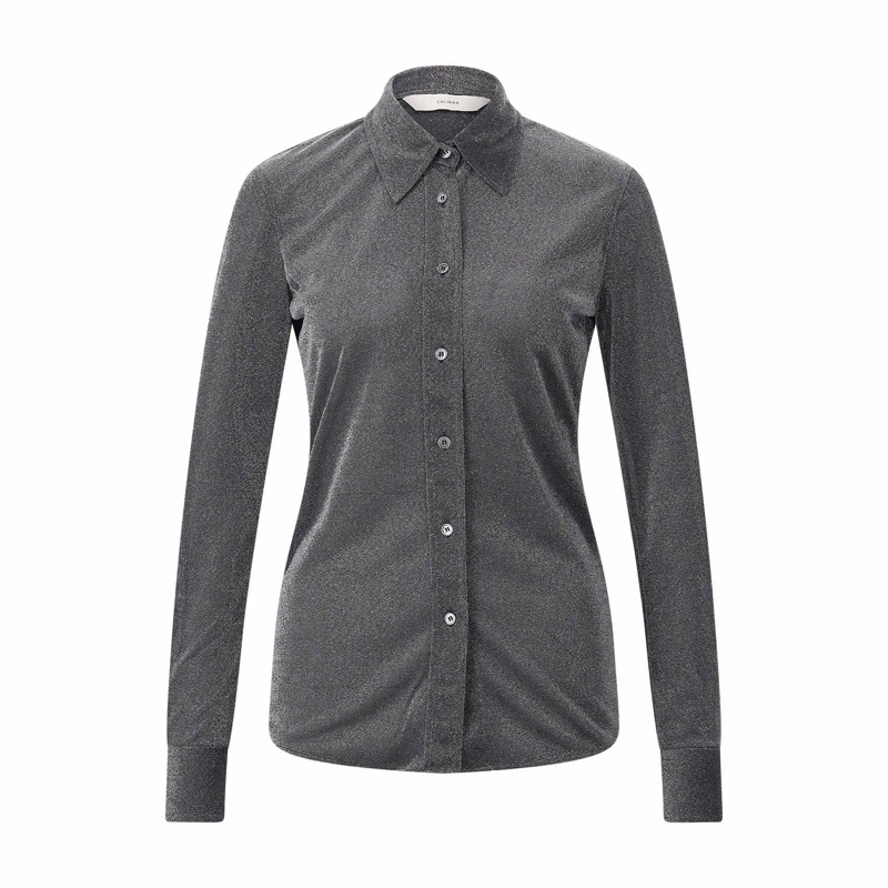CALIBAN Chemisier Glitzernde Hemdbluse grau