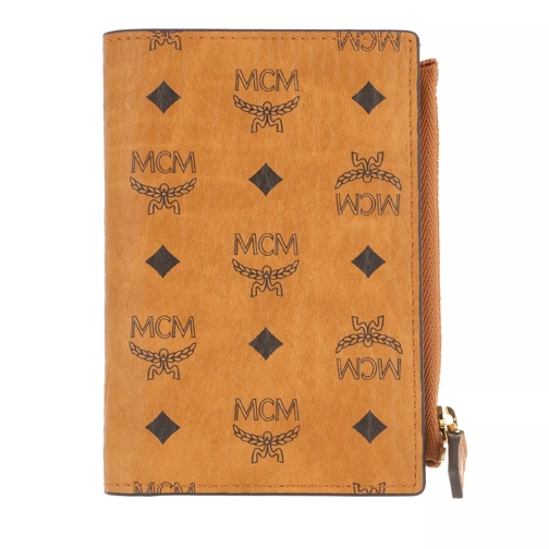 MCM Aren Visetos Small Wallet Cognac Bi-Fold Portemonnaie