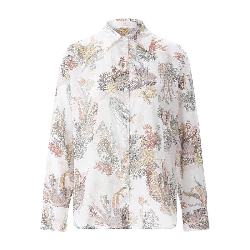 Riani Bluse Hemdbluse aus Baumwolle mehrfarbig