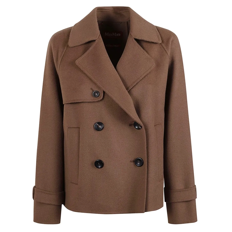 Max Mara Blazer Double-Breasted Wool Jacket With Tailored Silhouet Brown