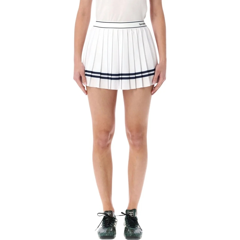 Sporty And Rich Minirock Src Logo Pleated Mini Skirt White