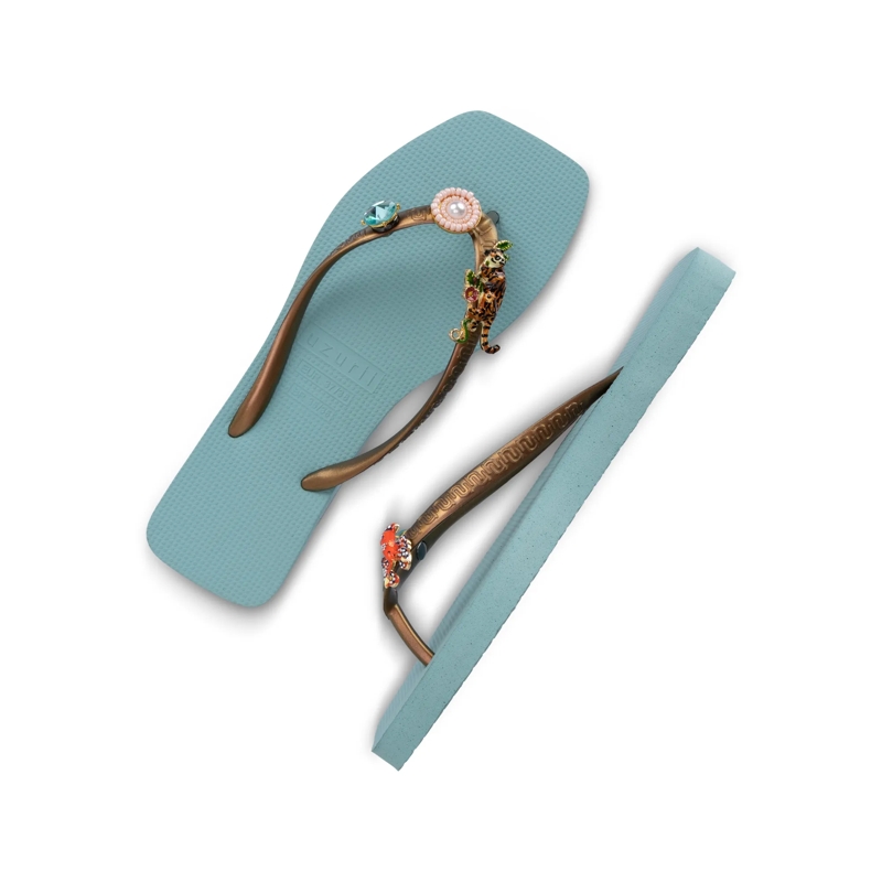 UZURII Flip Flops flip flop Flore Square Grande ocean(Image 4)