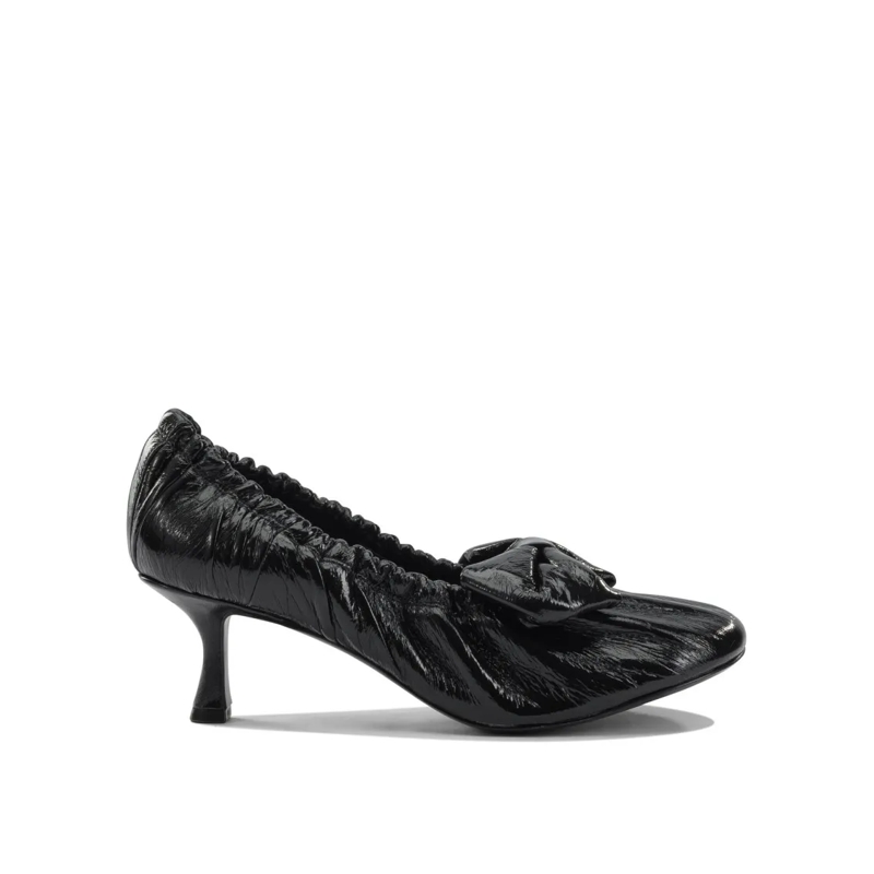 Acne Studios Pumps Glossy Black Heeled Shoes With Ruched Details Black