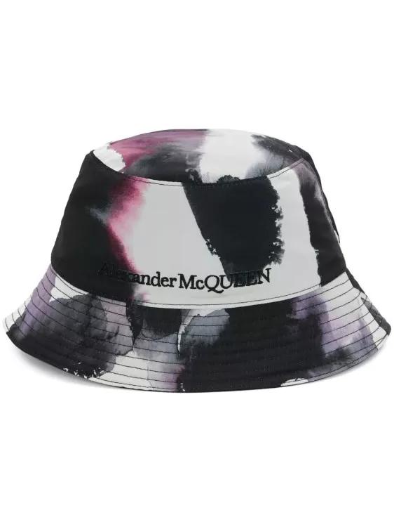 Alexander McQueen Mützen - Reversible Hat Wattercolor Graffiti Seal Logo Blac - Gr. L - in Bunt - für Damen