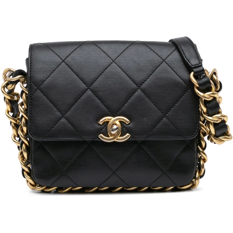 Chanel Schultertasche Small Quilted Calfskin Framing Chain Flap schwarz