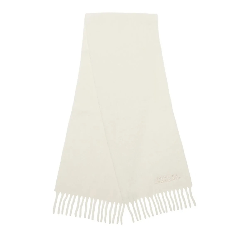 Isabel Marant Wollschal Firny Logo-Embroidered Scarf White