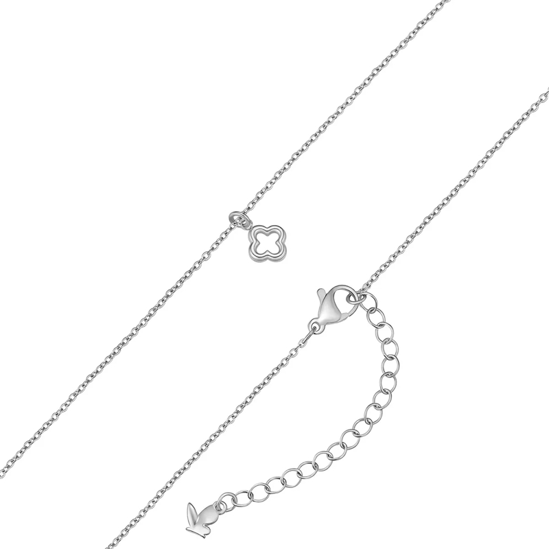 Glanzstücke München Mittellange Halskette Edelstahl Halskette Kleeblatt silber(Image 5)