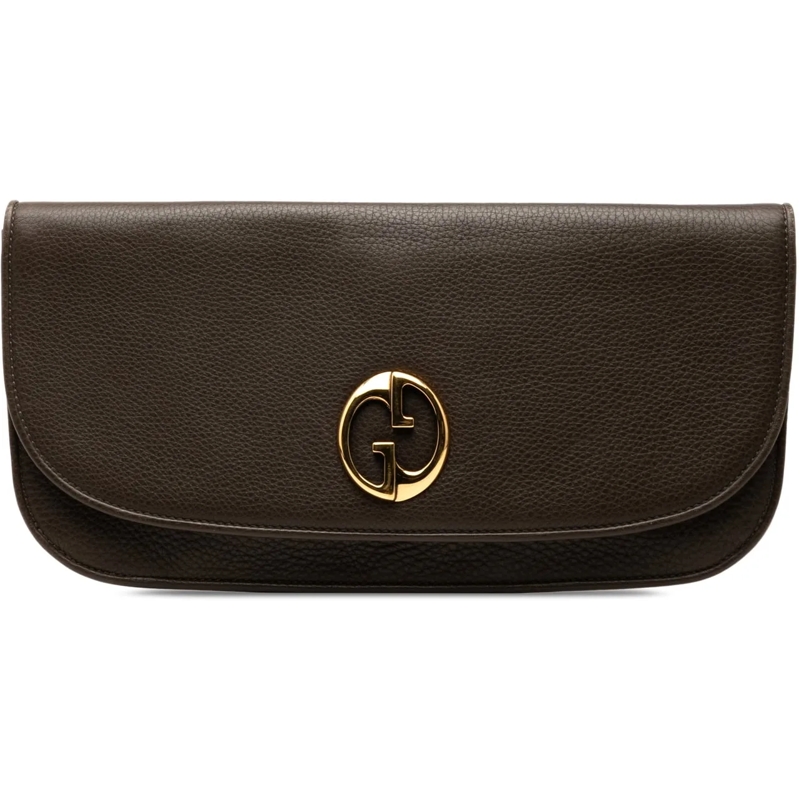 Gucci Clutch Leather 1973 Flap Clutch braun