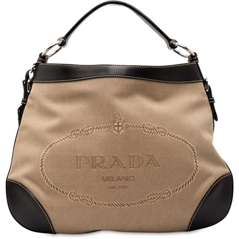 Prada Sac à bandoulière Canvas Canapa Logo Hobo braun
