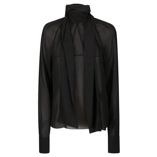 16Arlington Blusen Semi-transparent top design with darts and collar  Black