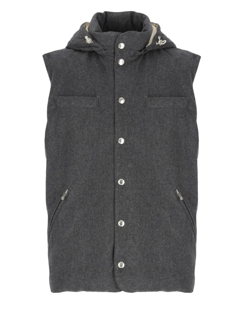 Brunello Cucinelli - Grey Wool Sleeveless Jacket - Größe M - grau