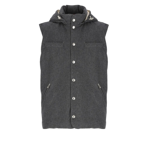 Brunello Cucinelli Grey Wool Sleeveless Jacket Grey Daunenjacken