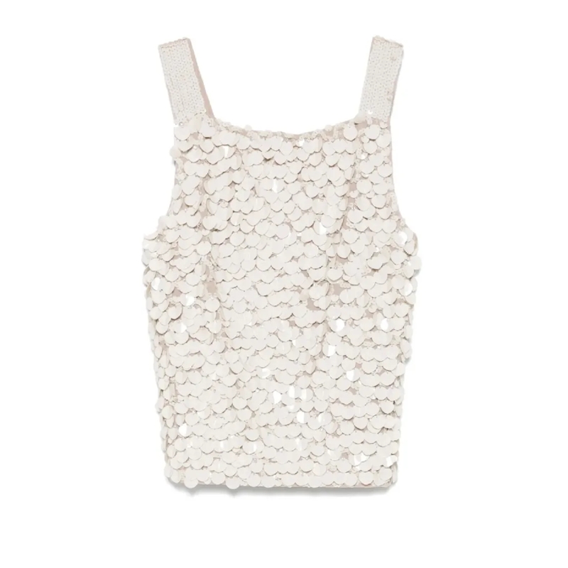 P.A.R.O.S.H. Chemisier Textured Sleeveless Blouse Neutrals