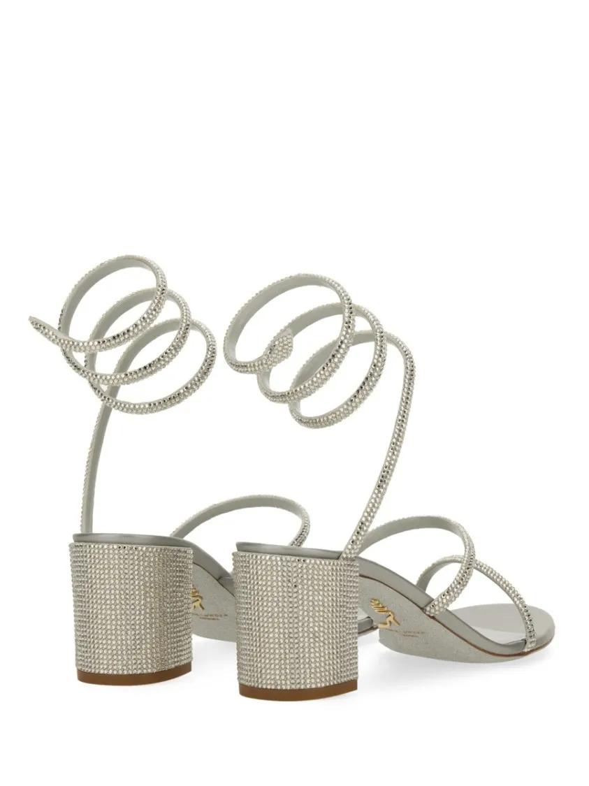 Thumbnail - René Caovilla Sandalen - "Cleo" Sandal With Crystals - Gr. 38 (EU) - in Grau - für Damen
