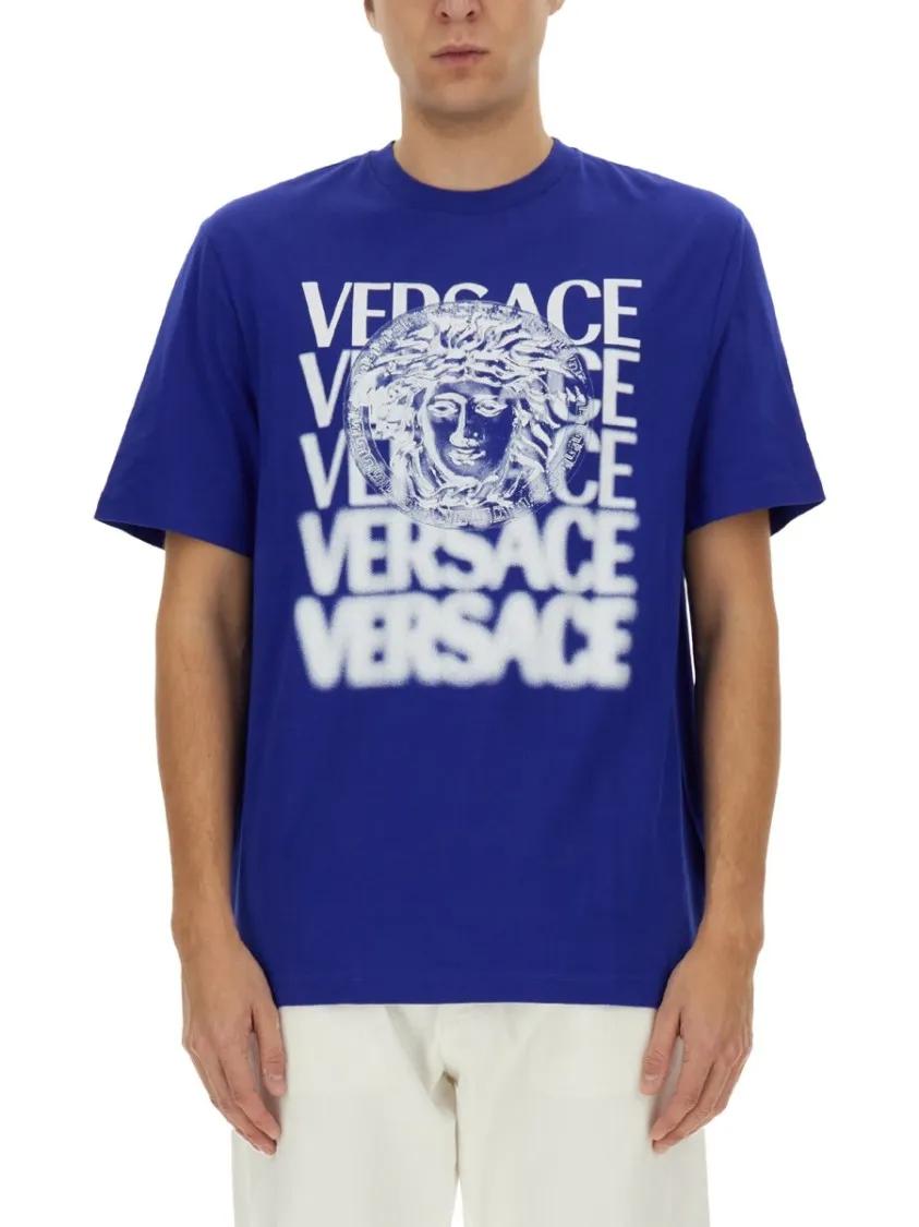 Thumbnail - Versace - T-Shirt With Logo - Größe S - blau
