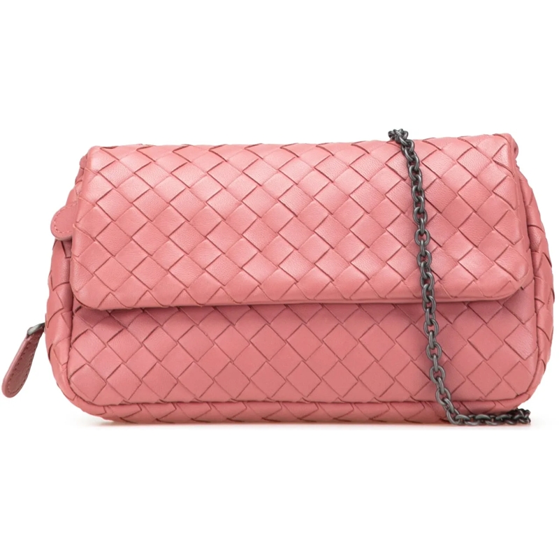 Bottega Veneta Schultertasche Mini Nappa Intrecciato Expandable Chain Crossbody rose