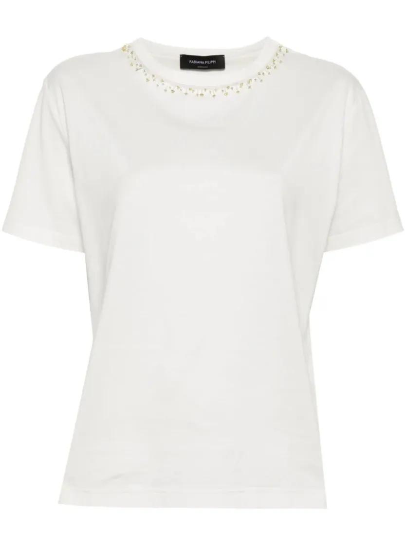 Tシャツ・カットソー Fabiana Filippi Short Sleeve T-Shirt With Delicate Fabiana Filippi Short Sleeve T-Shirt With Delicate