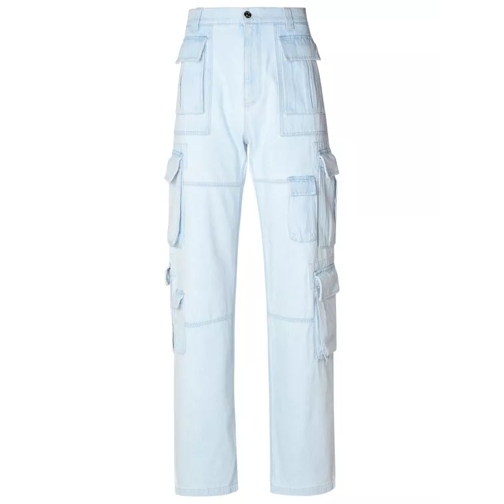 Versace Light Blue Cotton Cargo Jeans White 