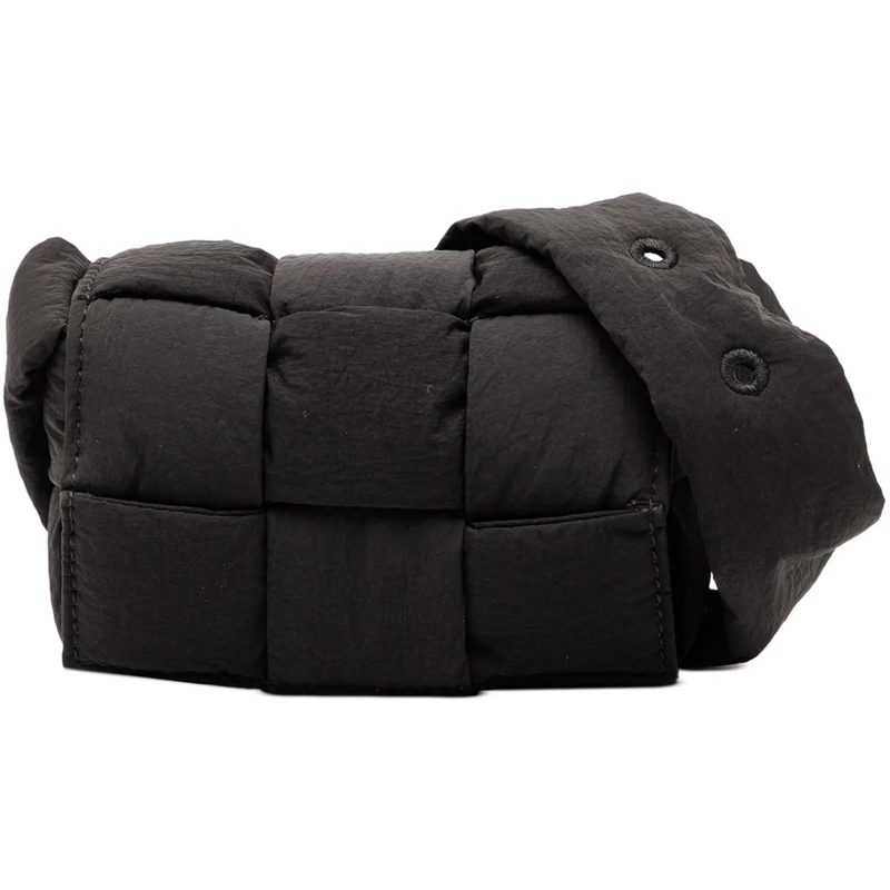 Bottega Veneta Schultertasche Candy Nylon Intrecciato Padded Tech Cassette Cross schwarz