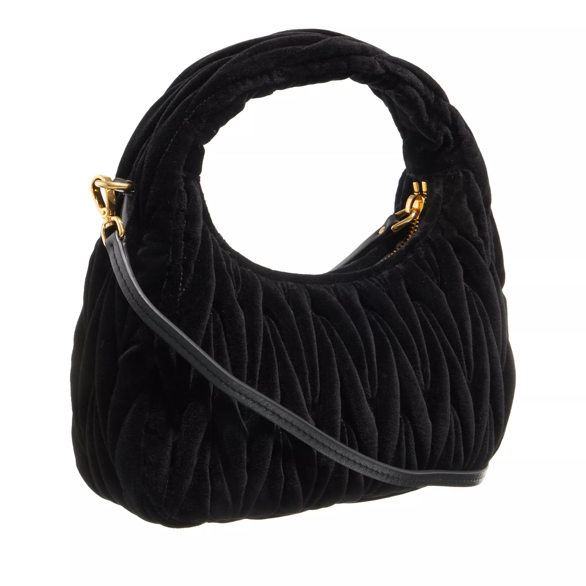 Miu Hobo bags Wander Mini Quillted Velvet Bag in zwart