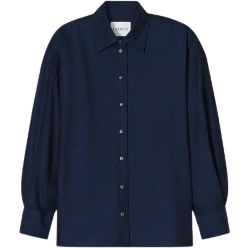 Closed Bluse Closed Cape Shirt Blouses Donkerblauw C94619-24p-2 blau