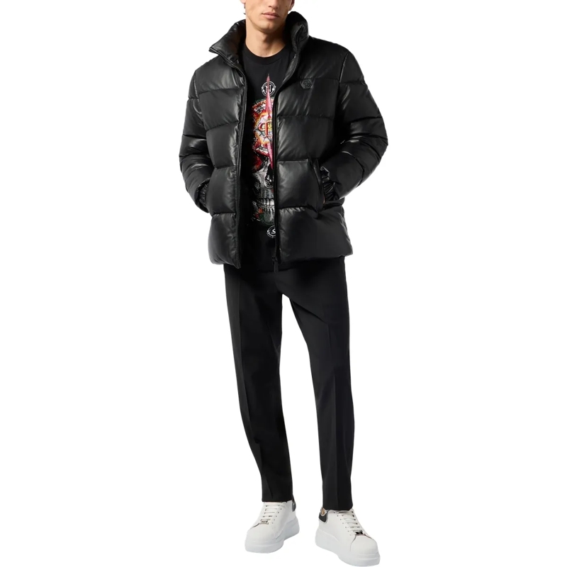 Philipp Plein Daunenjacke Lederjacke schwarz(Image 4)