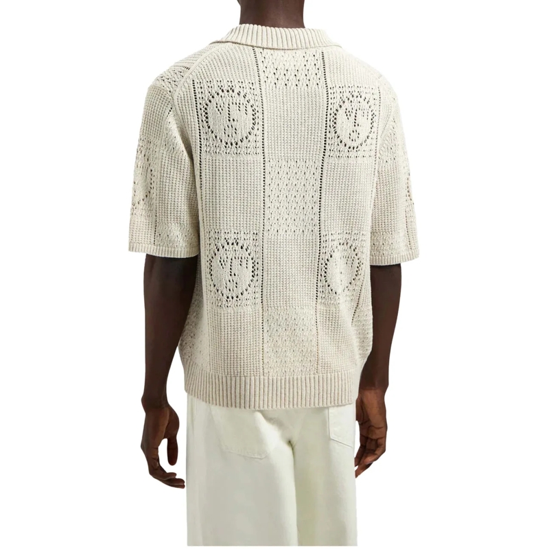 ØLÅF Poloshirt Olaf Face Logo Knit Polo Polos Off White M240702 weiß(Image 4)