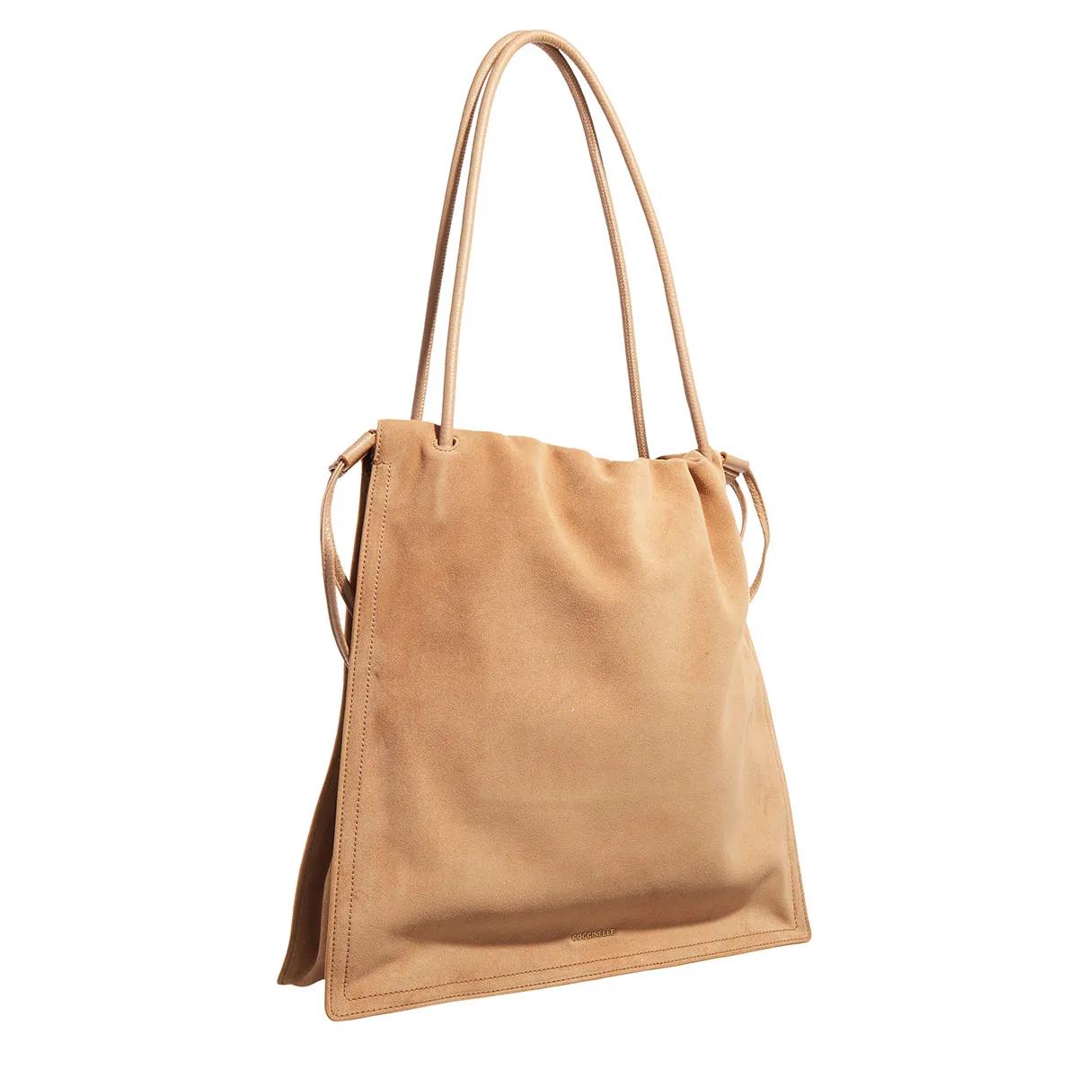 Coccinelle Elegante Suède Lederen Schoudertas Beige Dames