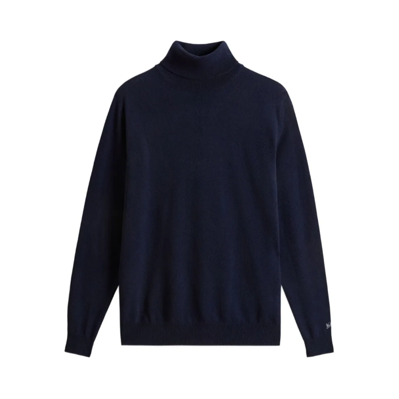 Woolrich Rollkragenpullover High Neck Blue Wool Sweater Black