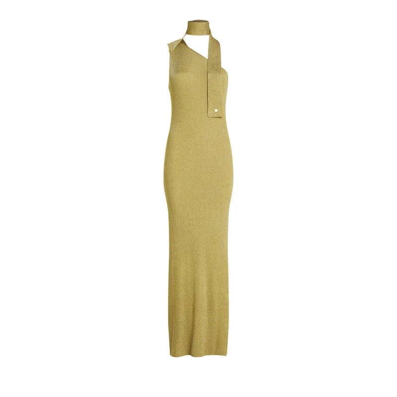 Karl Lagerfeld Kleid Metallic-Strickkleid Kleid gold