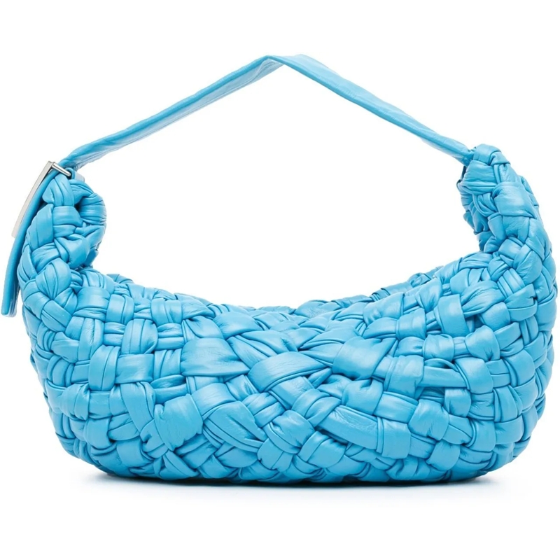 Bottega Veneta Schultertasche Foulard Intrecciato Banana blau