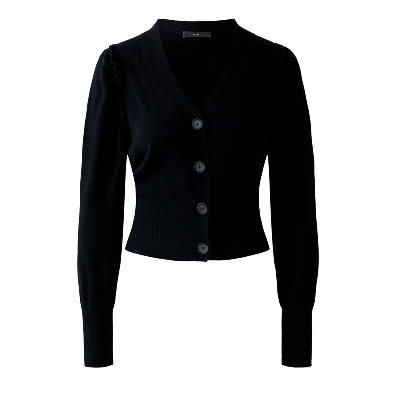 Oui Strickjacke Strickjacke schwarz