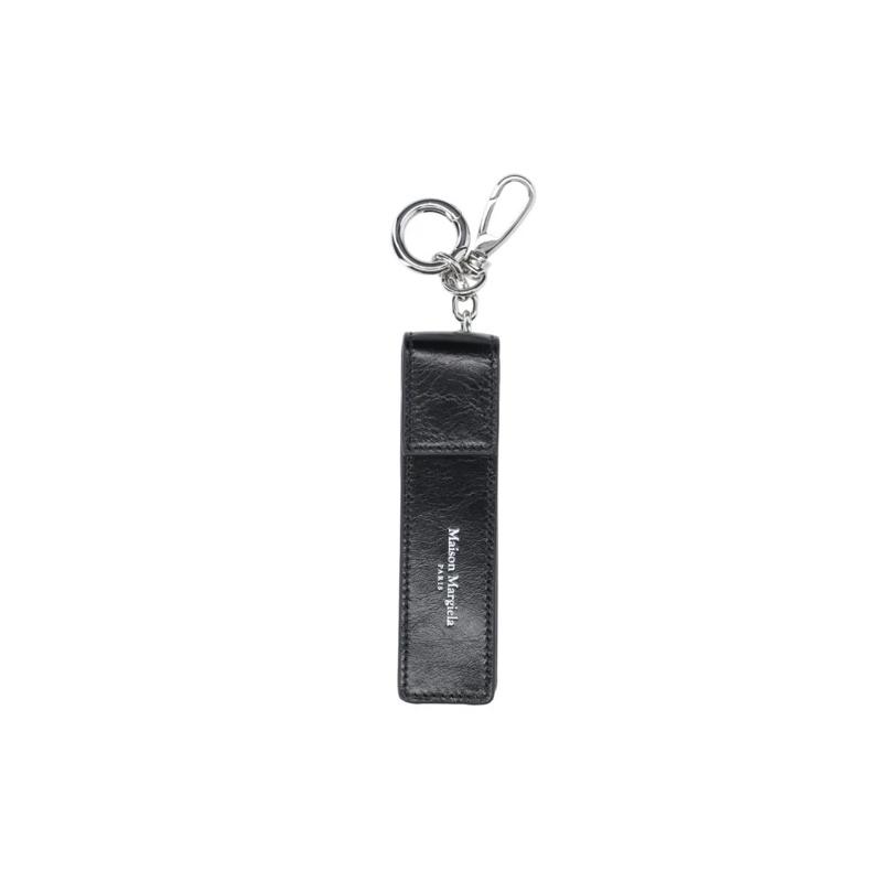 Maison Margiela  "Lighter Holder" Key Ring In Black Calfskin Black