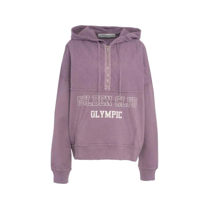 Golden Goose  Hooded Sweatshirt With Quilted Detail Purple