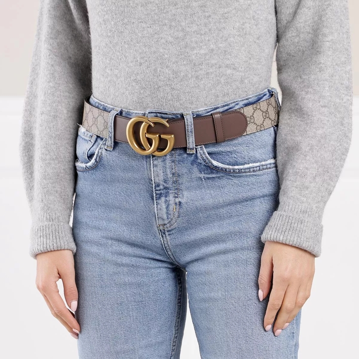 Leather belt with 2025 double g