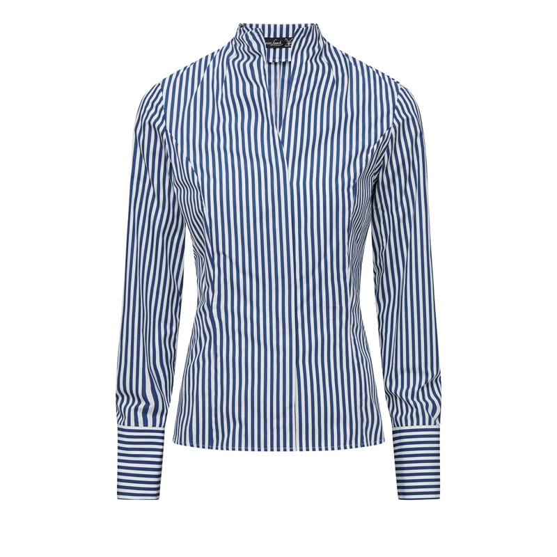 VAN LAACK Bluse Bluse Modern Fit Streifen dunkel-blau