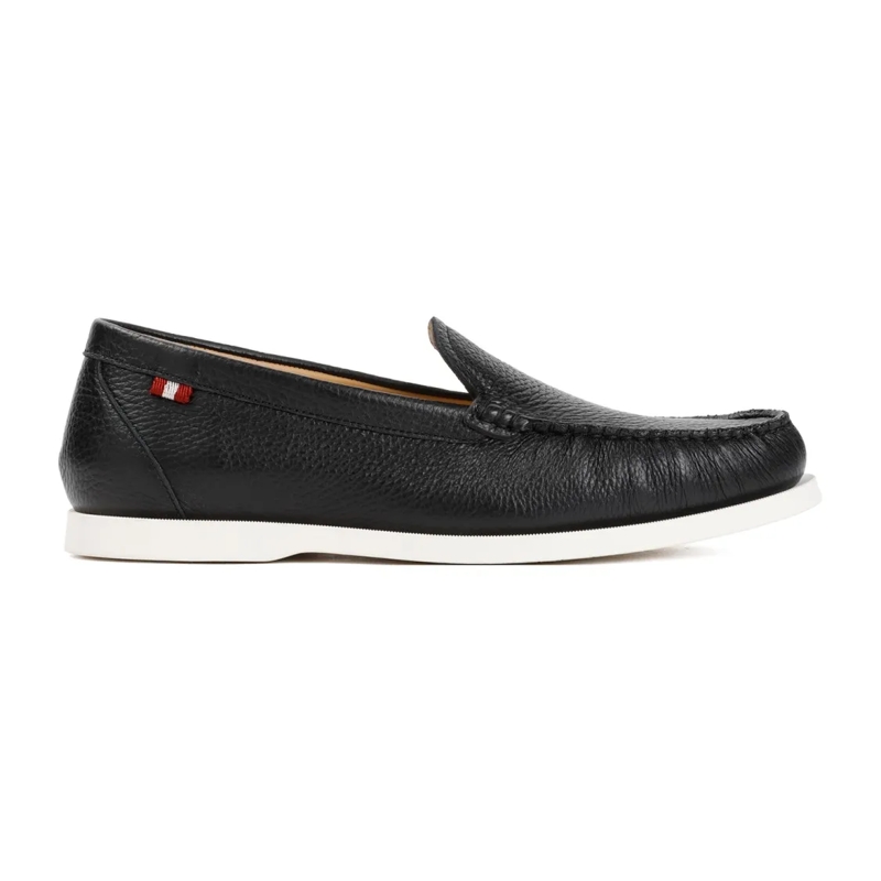 Bally Loafer Black Grained Deer Leather Nadim Mocassin Black