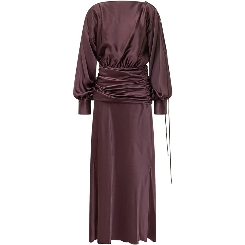 Pinko Maxikleid Abito Anona in Satin con Drappeggio in Vita lila