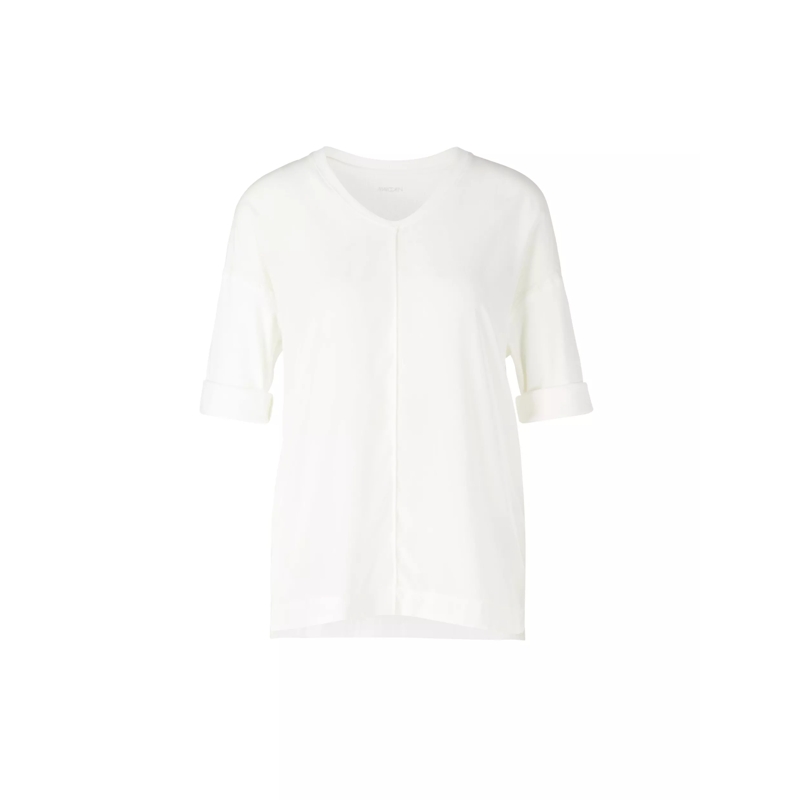 Marc Cain Legeres Oberteil Blusenshirt aus Baumwoll-Mix Weiß