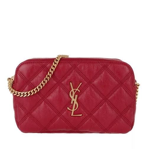 Saint Laurent Becky Double Zip Pouch Leather Rouge Eros Crossbody Bag