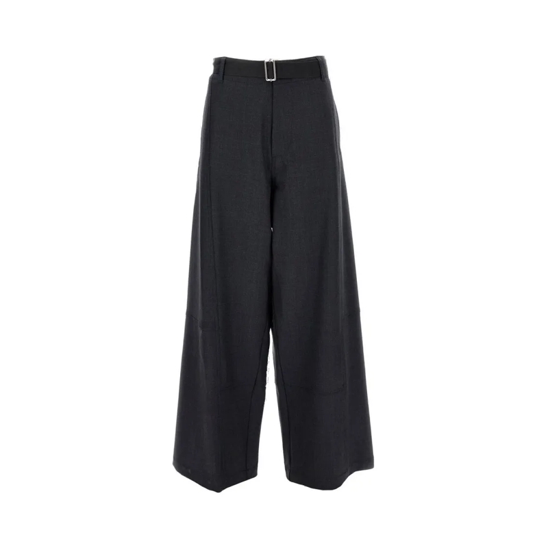 Plan C  Wide-Leg Virgin Wool Trousers Grey