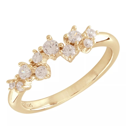 Little Luxuries by VILMAS Champagne Ring Sparkle Row Medium Yellow Gold Plated Ring