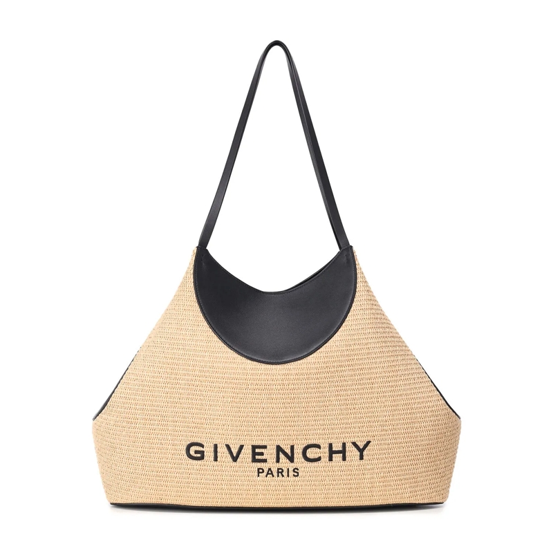 Givenchy Crossbody Bag Shopper aus Raffia und Leder braun