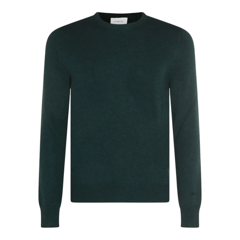 Malo Trui Fine Knit Sweater With Classic Crew Neckline Black