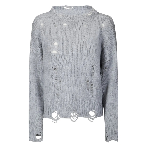 LUSSI Pullover Used Effect Silk Sweater Grey