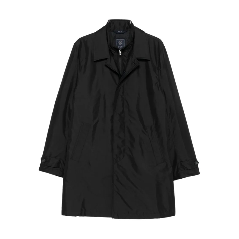 Fay Daunenjacke Modern Black Coat With Concealed Zipper Black