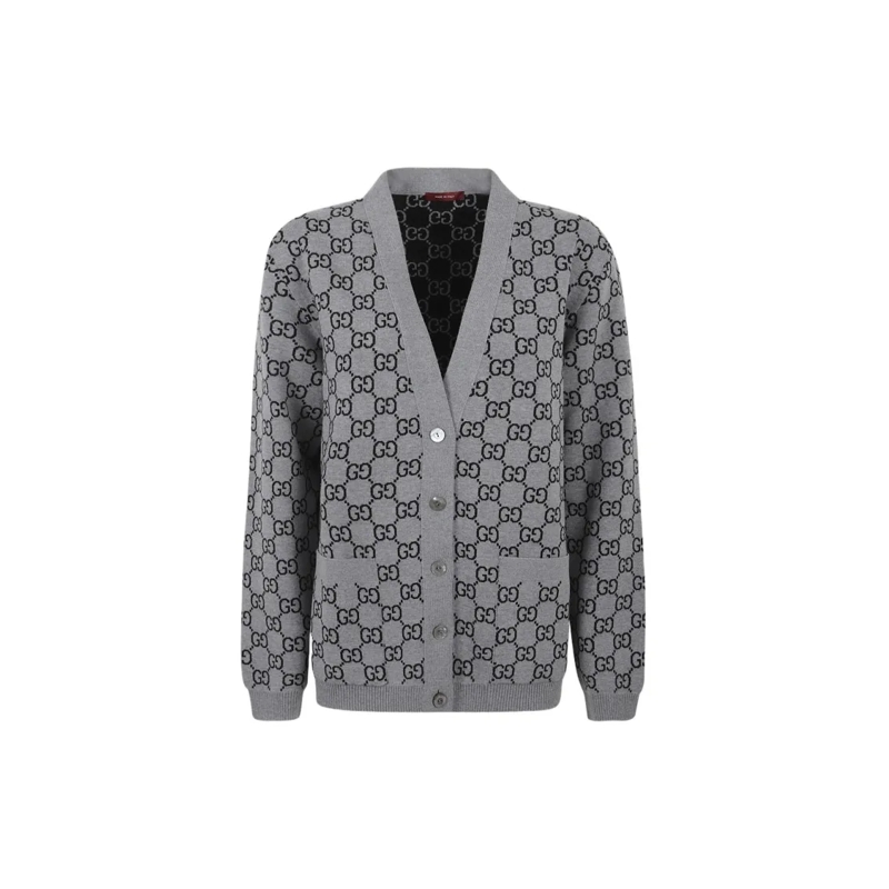Gucci Strickjacke Cardigan Gg Jacquard Grey