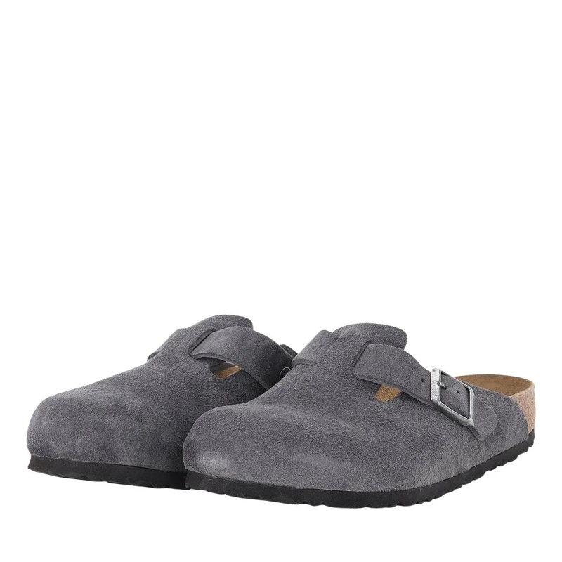 Birkenstock Schnürschuhe Clogs Boston aus Veloursleder grau